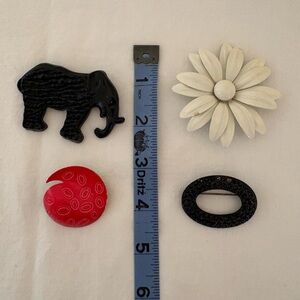 Assorted Women’s Decorative Pins - Red, Black, White